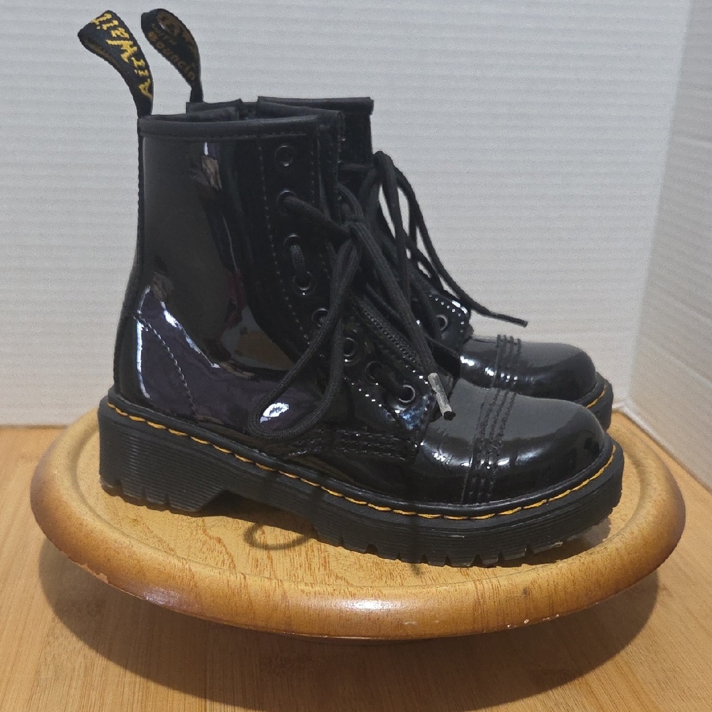 Dr. Martens Shiny Black Kids Boots Sz 13 Like New